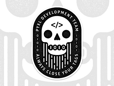 Stickers for the Devs badge beard binary code development devs illustration pyxl skull stickers