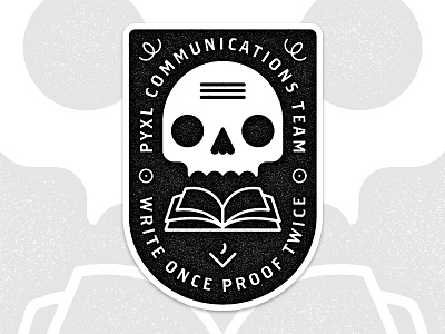 Pyxl Comm Sticker Dribbble badge comm communications illustration marks proofing pyxl skull stickers