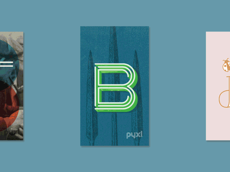 Pyxl Business Cards alphabet business cards gif letters