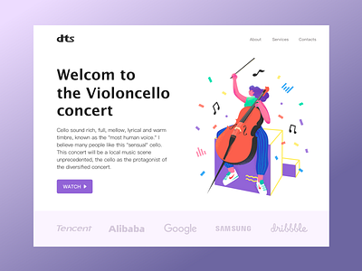 cello concert app design flat illustration ui web