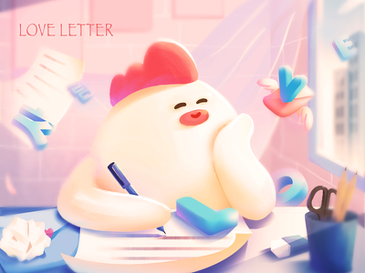 love letter design flat illustration