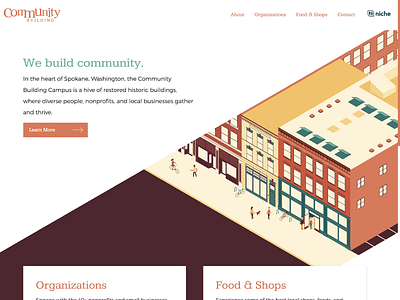 Community Building Homepage homepage illustration non profit website