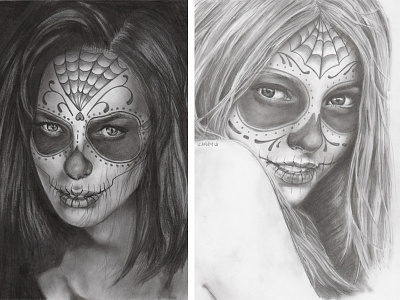 Dia Muertos Girls-Graphite Portraits drawing girl graphite illustration portrait woman