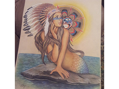 Indian Princess-Pastels illustration indian mermaid pastels woman