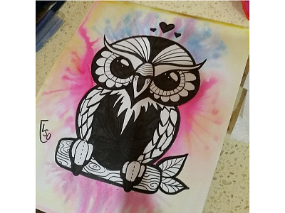 Owl graphic ink owl watercolor