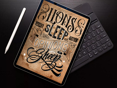Lions graphic design ipad lettering mockup print type typography