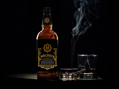 Machuca alcohol bottle design bottle label design designer goldenrod label labeldesign logo logotypedesign luxe luxury rom whiskey