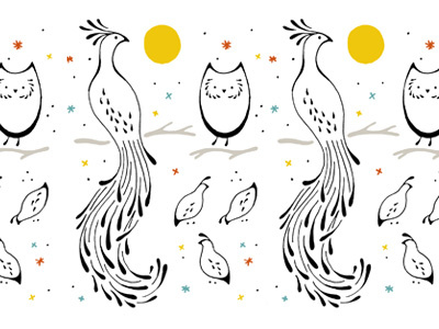 Teardrop Birds hand drawn illustration