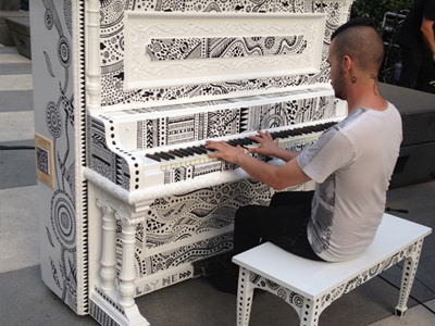 Illustrated Piano Being Played hand drawn illustration