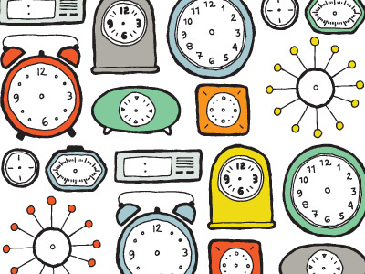 Clocks Pattern handdrawn illustration