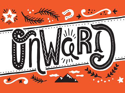 Umpqua Postcard - Onward handdrawn illustration lettering