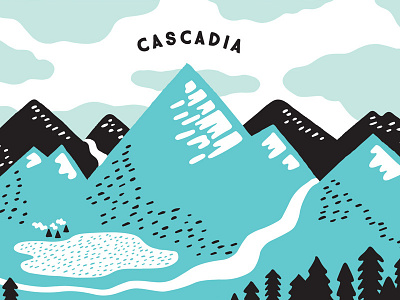 Cascadia Postcard for Umpqua Bank handdrawn illustration