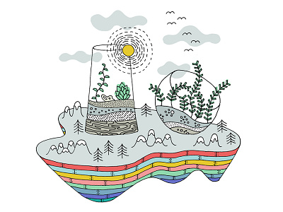 Terrarium World handdrawn illustration