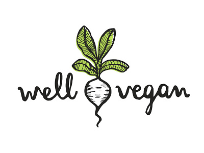 Well Vegan Logo Update beet hand drawn illustration logo vegan