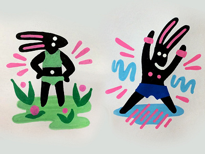 Bunnycising bunny exercise marker posca rabbit