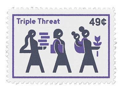 Triple Threat feminism illustration stamp