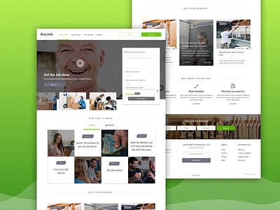 AnyJob Landing Page landing page simplicity usability ui user experience design web site service