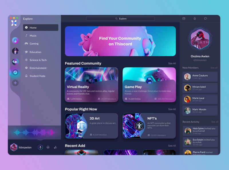 Thiscord UI Design w/Figma by Seha Alperen on Dribbble