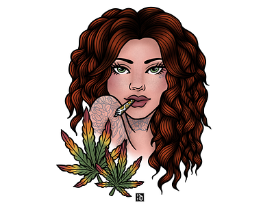 420 Babe 🍃❤️ design illustration ladyhead procreate tattoo tattoo design weed