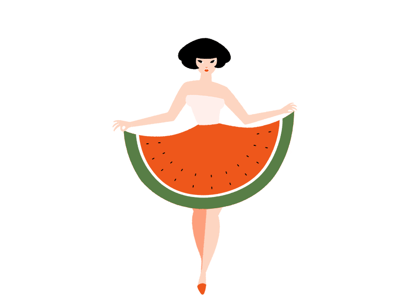 Tutti Frutti Watermelon animation catwalk colourful fashion fruits girls illustration summer watermelon