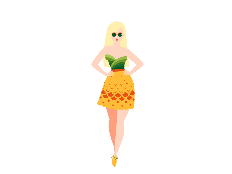 Tutti Frutti Pineapple animation catwalk fashion fruits girls illustration pineapple summer walk cycle