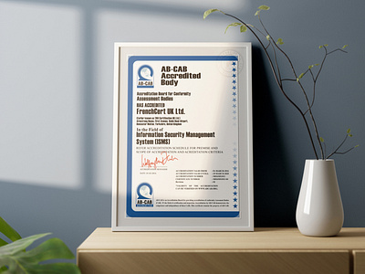 FrenchCert UK Ltd ISO 27001 Certificate branding design graphic design illustration vector