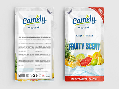 Camely Fruity Scent Shower Gel Packaging branding design graphic design illustration vector