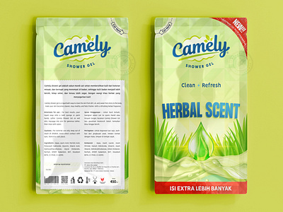 Camely Herbal Scent Shower Gel Packaging branding design graphic design illustration vector