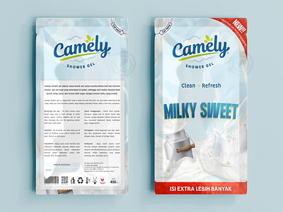 Camely Milk Sweet Shower Gel Packaging branding design graphic design illustration vector