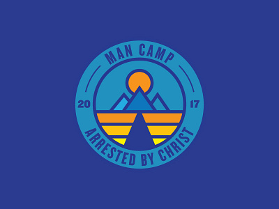 Man Camp 2017 - Arrested By Christ badge camp circle lines moon mountains retreat ringside sun