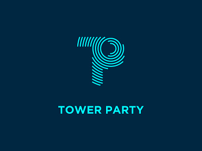 Tower Party audio circles gothic letters logo mark p sound t tp waveform word mark