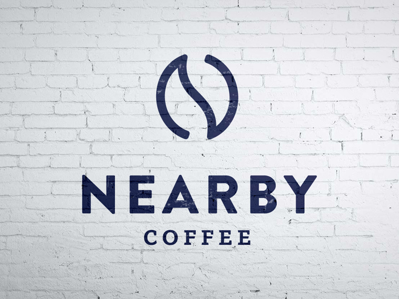 Nearby Coffee brick wall beans coffee shop sans serif serif brandon logo coffee nearby