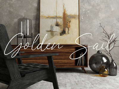 "Golden Sail" 3d animation auto black bottle branding color design environment furniture graphic design illustration interior logo minimal motion graphics render ui v ray visualization