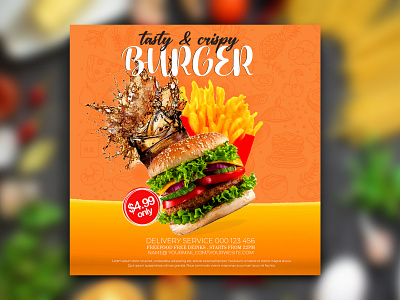 burger crispy and tasty banner branding graphic design photoshop social media ui