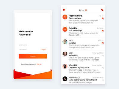 Paper Mail concept app app ios iphone mail mobile ui