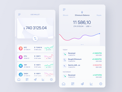 Crypto wallet app app applicaiton btc coin crypto crypto wallet cryptocurrency currency design ethereum exchange ico ios mobile payment statistic token ui ux wallet