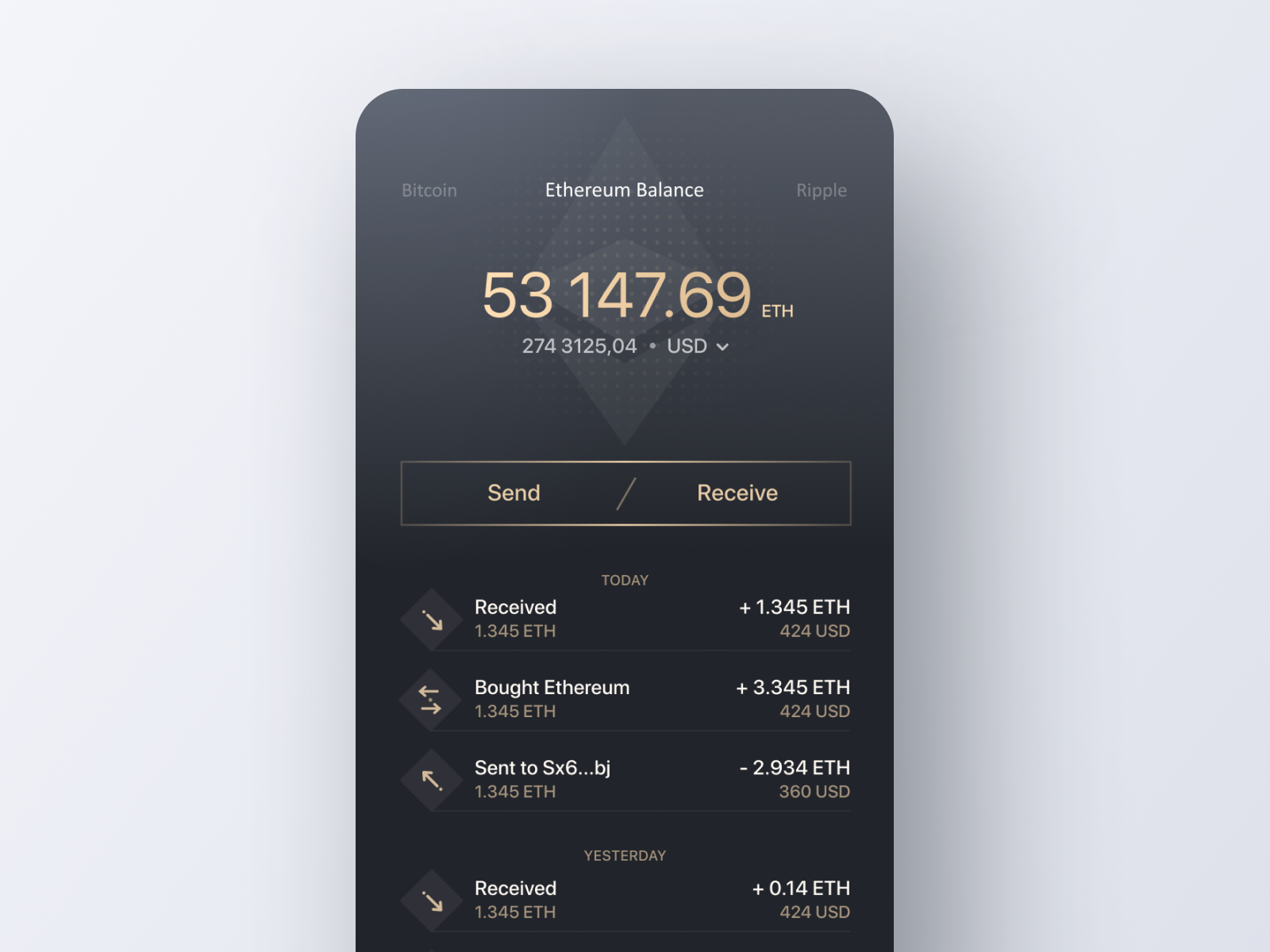 Crypto Wallet app by Klim Nova on Dribbble