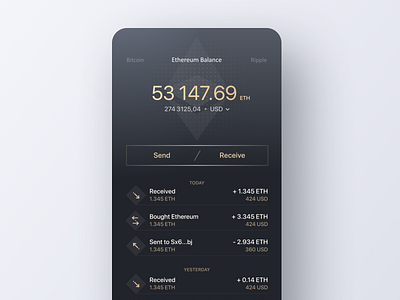 Crypto Wallet app app applicaiton btc coin crypto crypto wallet cryptocurrency currency design app ethereum exchange ico ios iphone mobile payment token ui ux wallet