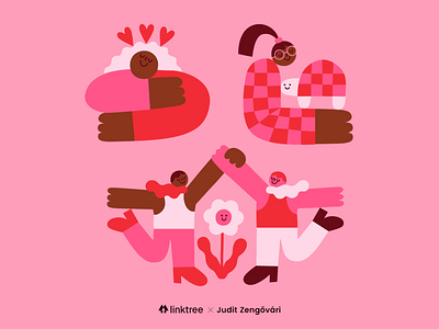 Valentine's theme for Linktree character colourful design flat flowers illustration love loveislove selfcare selflove valentines
