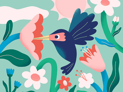 Bird Illustration animal animalillustration bird colourful flat flowers happyness illustration joy nature