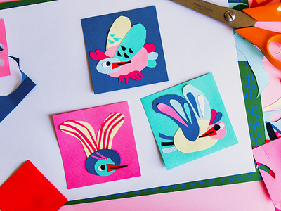 Birds birds collage colourful cutout fun illustration nature papercut progress workinprogress