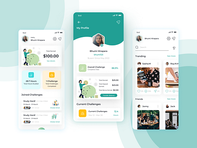 Study Challenge App best challenging app best study app design best study app ui challenge clean design dollar professor students study study app ui teacher ui uiux usd ux