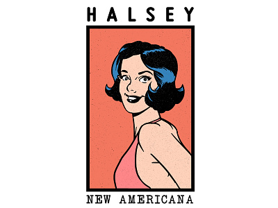 New Americana bold design drawing girl graphic design halsey illustration illustrator logo vector