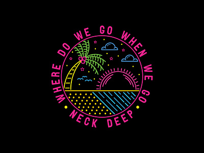 Neon Beach art artwork commission design drawing graphic design graphic designer illustration illustrator merch design tee vector