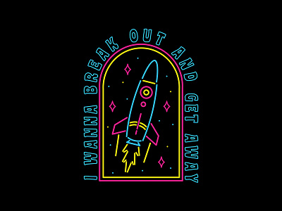 Rocket Neon art artwork commission design drawing graphic design graphic designer illustration illustrator shirt design tee vector