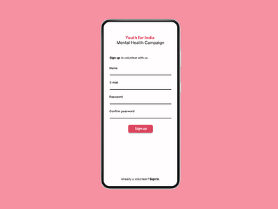 DailyUI Challenge #1 - Sign up page for a volunteer campaign app dailyui ui ux