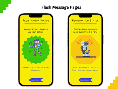Flash Message - Success and Error #DailyUI11 bright dailyui dailyui11 error iphone registration robot submission success yellow