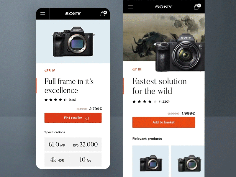 #3 Sony capture the details 📷 | 99+ Days in the Lab alpha animation camera ecommerce mobile design navigation principle shop sketch sony transition