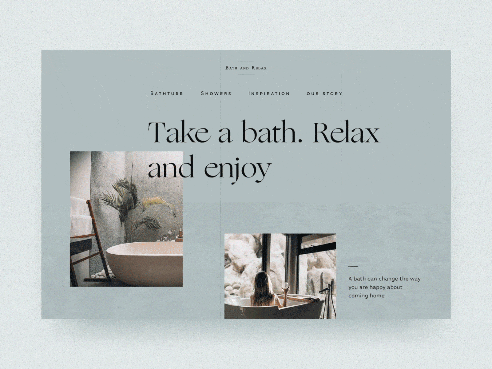 #24 Bath & Relax 🛀 | 99+ Days in the Lab bath bathtube ecommerce elegant figma flyout hover luxurious navigation principle products relax shop tube turquoise typography