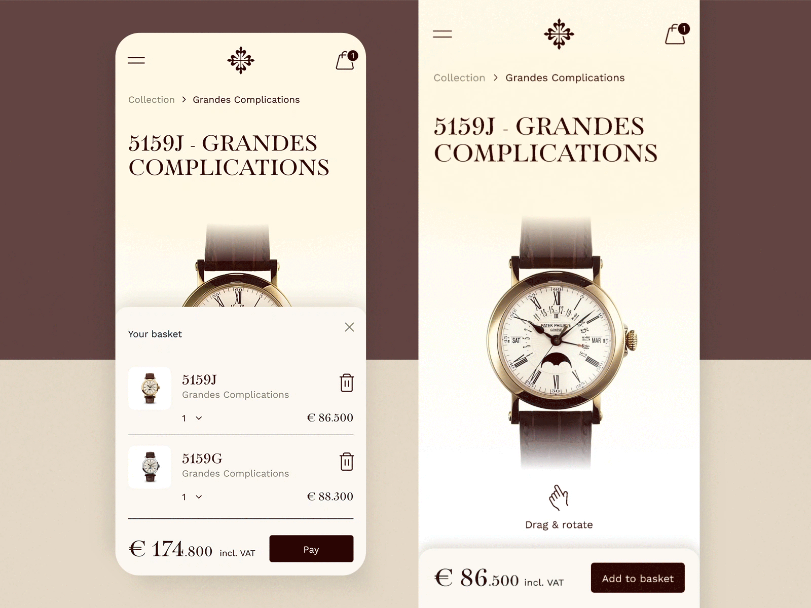 #75 Patek Philippe watch ⌚🕰️ | 99+ Days in the Lab 3d challenge ecommerce layer mobile mobile app prototype rotate time transition